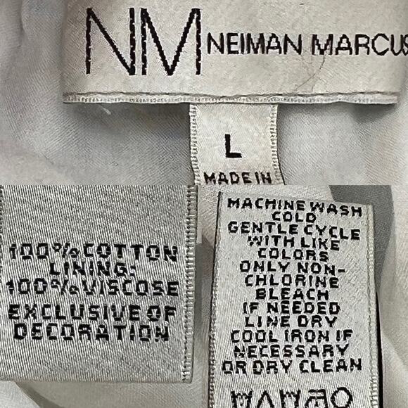 Neiman Marcus Off-Shoulder Striped Pom-Pom Shift Dress size Large - Picture 6 of 7